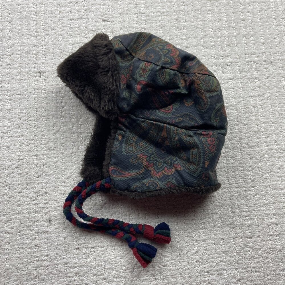 Vintage Bing Bang Trapper Hat Ear Flap Psychedelic Boho Paisley Canada Made